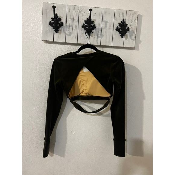 EUC Niyama Sol soft velour long sleeve crop top backless sexy built in bra szS/M - Picture 4 of 8